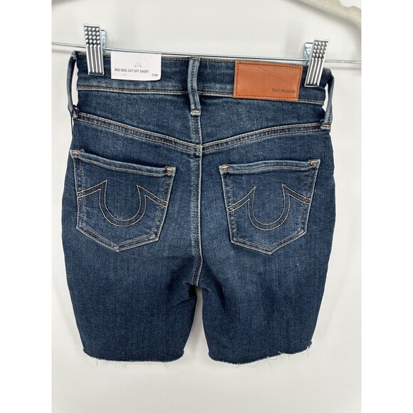 NWT True Religion Women's High rise Mid Cut Off Jean Shorts size 24 - Picture 4 of 8